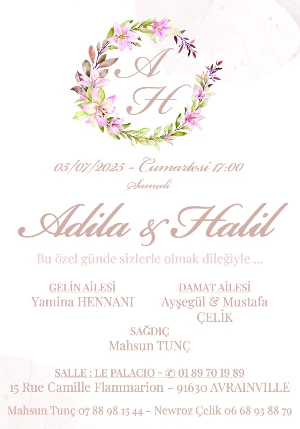 Invitation 21cm x 10cm ou 21cm x 15cm