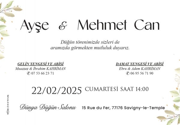 Invitation 21cm x 10cm ou 21cm x 15cm – Image 4